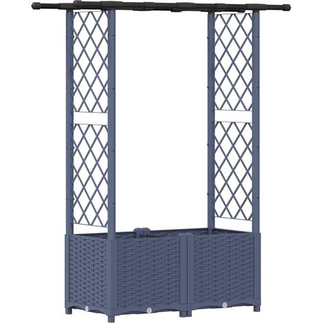 Fioriera da giardino Letto Rialzato con Griglia e Tetto Grigio 124,5 x 40 x 136 cm (1/5)