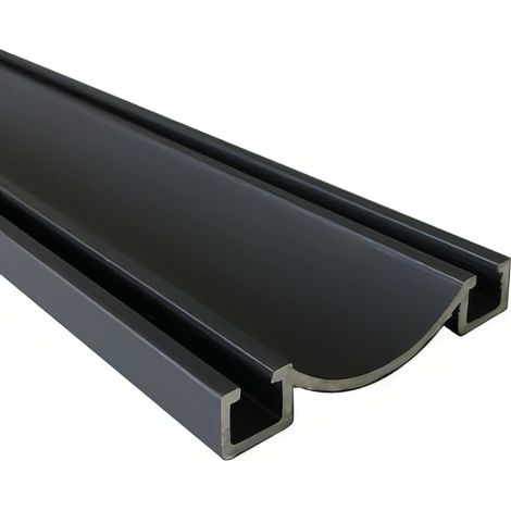 Rail bas aluminium pour placard coulissant - Lg 2m (2000 x 53 x 9 mm, Gris ardoise) HOMEWELL