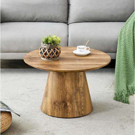 Table basse ronde 60x60x35 cm bois en MDF effet bois avec patins antidérapants (1/5)