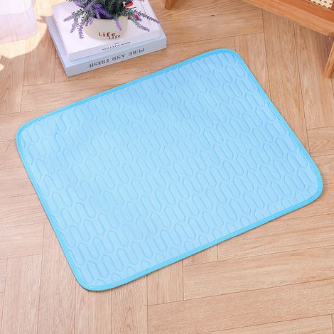 Kühlmatte für Hunde und Katzen – Atmungsaktives Sommerkissen aus Eisseide mit Latexfüllung, Bequemes Nest für Haustiere unter 4 kg, Größe S (50x40 cm), Himmelblau-lsw