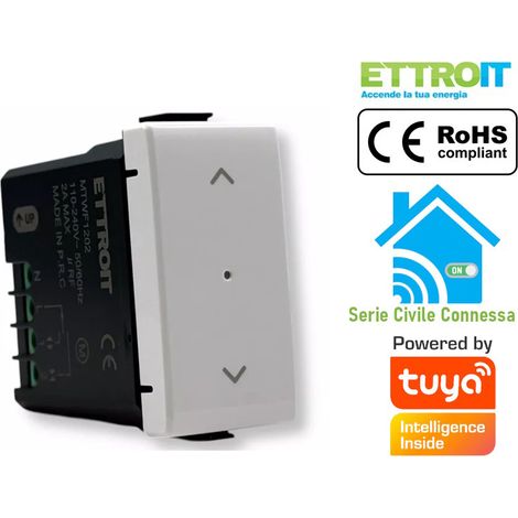 ETTROIT Comando pulsante tapparella smart Wifi Connesso saliscendi app Tuya colore bianco compatibile con Plana EVWF1202 (1/5)