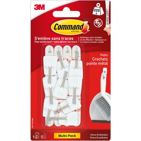 Command Crochet Pointe Métal Petit Modèle - Lot de 9 Crochets et 12 Languettes Adhésives pour l'intérieur - Sans outil - Accrochage sans Dommage (1/5)