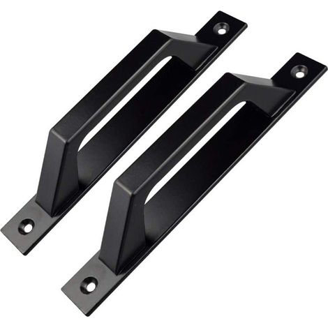 Juego de 2 manijas en forma de D para puerta de jardín de madera, 200 mm, negro (1/5)