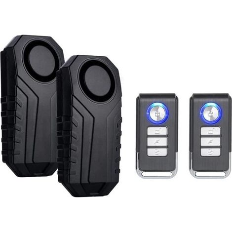 Mengshen 2 Set sans Fil Vélo Antivol Alarme Sécurité Vibration Capteur de Mouvement avec Télécommande pour Vélo Moto Véhicule Scoote