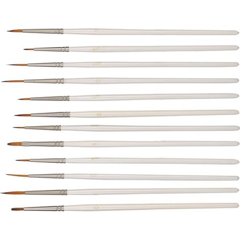 Ensemble de 12 pinceaux en nylon, stylos à dessin, fournitures artistiques et outils de peinture, manche en bois blanc (1/5)