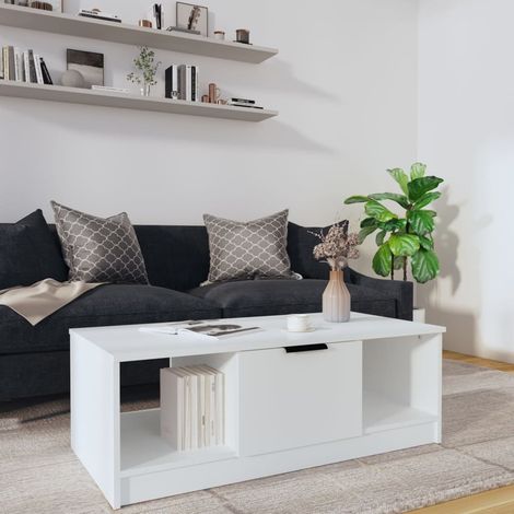 Couchtisch Weiß 102x50x36 cm Holzwerkstoff