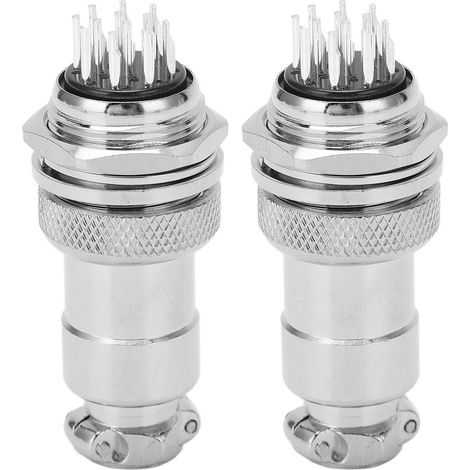 Satz aus 2 12-poligen Luftfahrtsteckverbindern aus Zinklegierung (Stecker und Buchse), 20 mm Öffnung, 250 V (1/5)