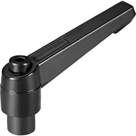 1 - Poignée de serrage - Levier à cliquet - Réglage rapide filetage M8 - Acier plaqué noir mat pour zones confinées - Noir - 57,4mm