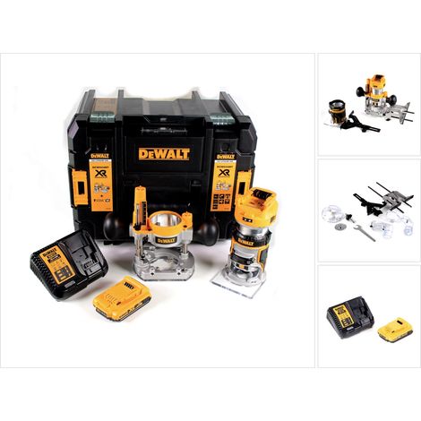 DeWalt DCW 604 D1 Fresatrice combinata 18V 55mm in valigetta TSTAK + 1x Batteria 2,0 + 1x Caricabatterie