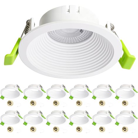 Lot de 12 Cadres Encastrables GU10 Blancs avec Douille GU10,Spots Encastrables Ronds Design Anti-Éblouissement,Convient aux Découpes Ø75-80mm,Idéal pour Salle de Cuisine,Salon,Sans Ampoule (1/5)