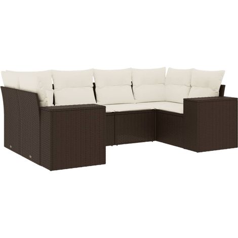 vidaXL Set Divano da Giardino 6 pz con Cuscini Marrone in Polyrattan (1/5)
