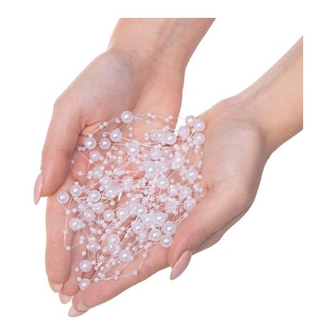 Ghirlanda per l'albero di Natale con perle da 5m,  3-8 mm, decorazione natalizia bianca.