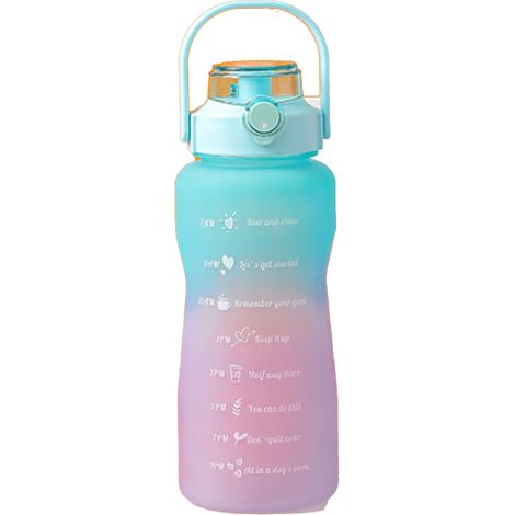 Lot de 2 gourdes sportives dégradées anti-fuite 2000ml et 800ml, vert dégradé givré, avec échelle graduée, portable (1/5)