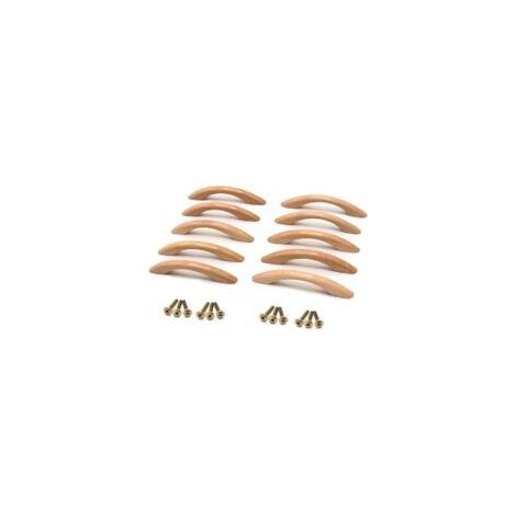 Maniglia per mobili in legno, set da 10 pezzi. Maniglie per cucina, armadi e cassetti in legno con forma ad arco, complete di viti, lunghezza 130 mm (1/5)
