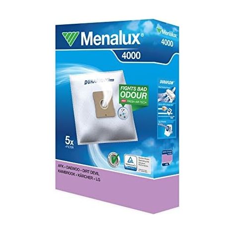 Menalux 4000 - Pack de 5 bolsas sintéticas y 1 filtro para aspiradoras Fagor, Severin, Solac Beagle y Springtec y Taurus Avensis, Golf, Polo y Vitara (1/5)
