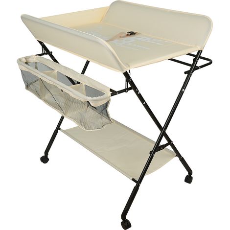 Baby changing table Table à Langer Bébé Pliante avec Panier de Rangement à Côté Structure en Fer Charge - beige (1/5)