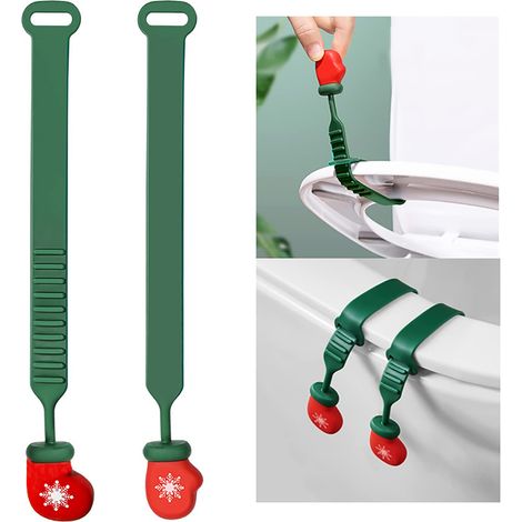 Releveur de lunette de toilettes — Poignée flexible et pratique (Coloris rouge et vert) (1/5)
