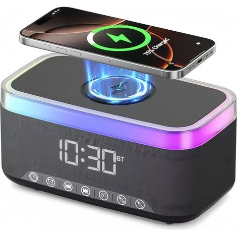 Lampara De Escritorio - Bluetooth 5 3 - Altavoz Integrado - Carga Inalambrica 15 W - Luz Ambiental Regulable 7 Colores - Negro (1/5)