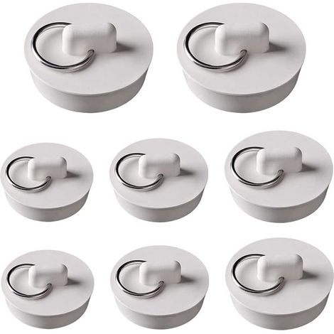 8 Pieces Bathtub Stopper Universal Bathtub Stopper Bathtub Stopper Rubber Sink Stopper Kitchen Sink Drain Stopper Set White (1/4)