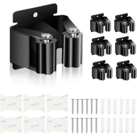 Pr 6 Pieces Broom Holder, Wall Broom Hanger, Mop Holders for Bathroom, Kitchen, Garden, Garage, Office (1/5)
