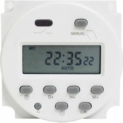 Minuterie électronique Programmes 16A Affich LCD programmable 60x60x32mm (1/3)