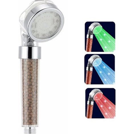 Pommeau de douche LED, pommeau de douche de salle de bain, douchette à main, pommeau de douche haute pression LED 7 couleurs, pulvérisateur anti-chlore à économie d'eau