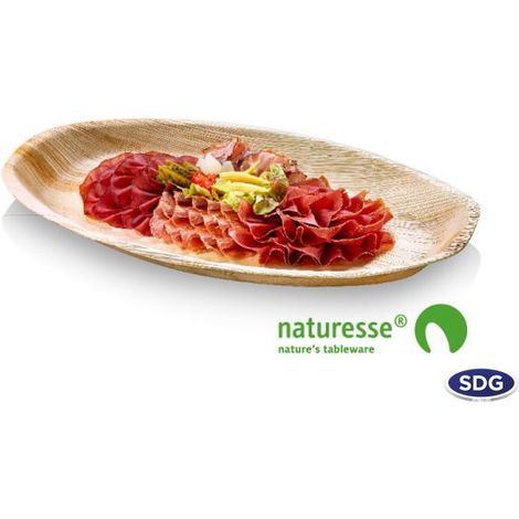 Plateau moyen 36x25 cm en feuille de palmier - 100 pièces - Ecobioshopping