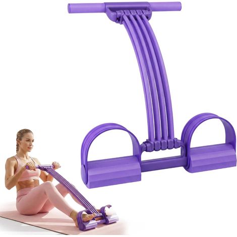 Élastique de Fitness à pédales avec poignées, Corde de Traction 8 Tubes, équipement Sport 3-en-1 réglable Multifonction Domestique pour entraînement corporel Complet (1/5)