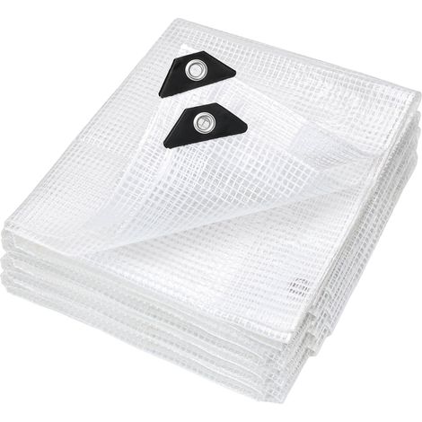 Bâche 3 x 6 m à mailles imperméable 140 g/m² transparente avec œillets, résistante à la déchirure, film à mailles, résistant à l'hiver, pour serre, meubles de jardin, bac à sable (1/5)