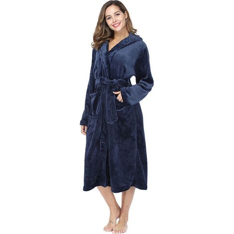 Peignoir femme à capuche, molleton ultra doux et moelleux, luxueux, idéal cadeau pour maman (1/2)