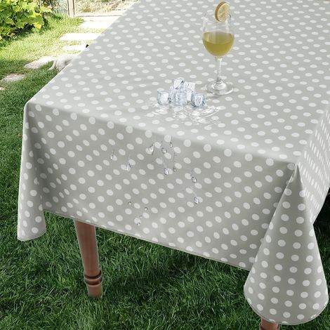 Nappe Exterieur Impermeable Jardin Rectangulaire Toile Cirée 140x180 cm Pois Gris Anti Tache Plastique Lavable, pour Table de Fête, Mariage, Terrasse, Pique-Nique (1/5)