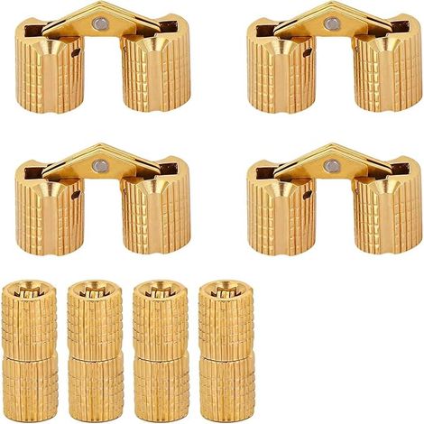 Juego de 8 mini bisagras de 8 mm: pequeñas bisagras plegables para maquetas y manualidades, perfectas para cajas y proyectos de bricolaje, latón mate, bisagras ocultas.