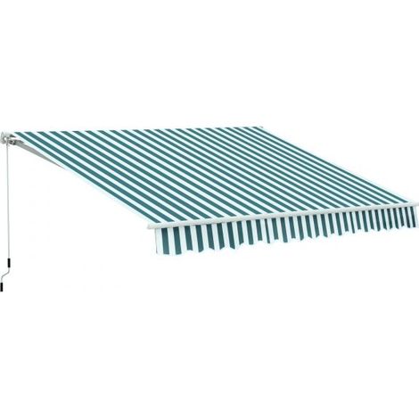 EASYCOMFORT Tenda da Sole per Esterno Regolazione con Manovella, Metallo e Poliestere, 295x250cm Verde e Bianco