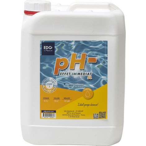 Aqualux – Régulateur de pH liquide 5L – Pour piscine – Abaisse le pH de l'eau – Essentiel pour équilibre de l'eau