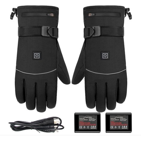 Guantes calefactables de invierno: compatibles con pantallas táctiles, resistentes al viento y al agua para motociclismo, esquí y actividades al aire libre, funcionan con pilas. (1/5)