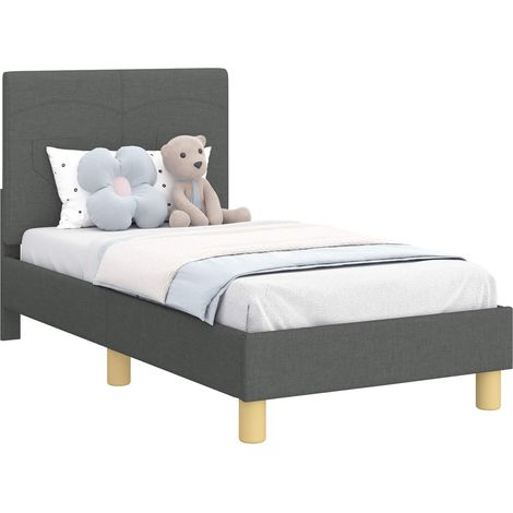 Toddler Bed Frame with Headboard Dark Grey 70 x 140 cm Fabric vidaXL