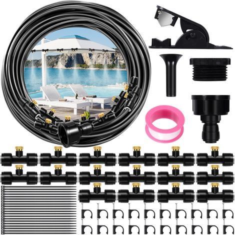 1 Kit Système De Brumisation 15M Tuyau PU 16 Buses Laiton Pour Jardin Terrasse (1/5)