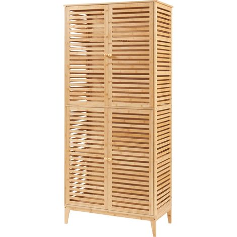 Mobiletto/scaffale da bagno in bambù 180 x 80 x 40 cm finitura naturale 030008885