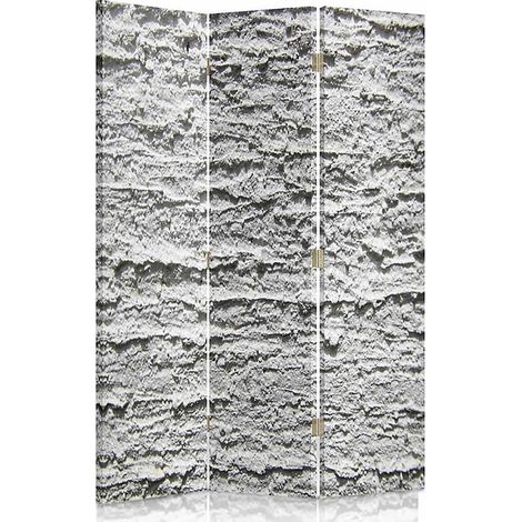 Paravent Gris Aspect Plâtre - Élégance et Intimité 3 Volets - 110 x 180 cm - 2 faces R° V° (1/5)