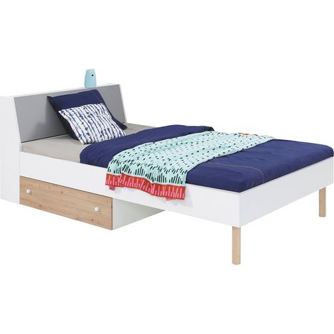 Jugendbett 90x200cm in weiß mit Eiche und grau FAIRFAX-133 (1/5)