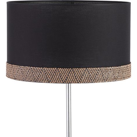 Abat-jour tube 40x40x24 coton noir avec bordure marron/noir