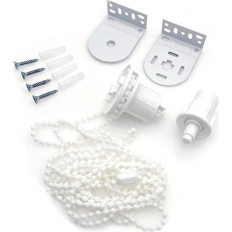 Estor enrollable de metal blanco, 32 mm, soportes de montaje con cadena de bolas, repuestos para estores enrollables, mecanismo para estor enrollable, montaje superior o lateral.
