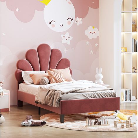 letto 90x200 imbottito velluto rosso per camera riposo HAVRYA (1/5)