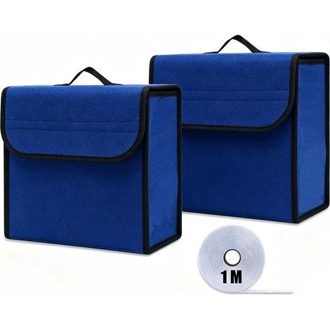 Kofferraum Organizer Filz 2er Set 30x19x27cm mit Einlegeplatte, Marineblau