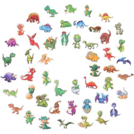 50 Feuilles D'autocollants de Dinosaures Étanches en Pvc pour Rentrée Scolaire, Décoratifs et Portables, pour Voiture et Skateboard (1/5)