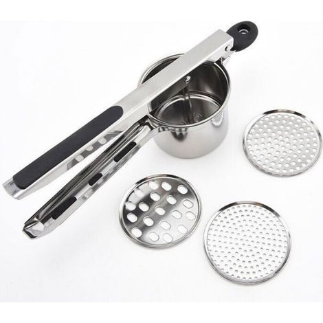Presse Purée Manuel - Acier Inoxydable - 4 Disques Interchangeables - Pour Pommes de Terre et Légumes Cuise - 1 Pièce (1/4)