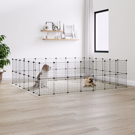 Cage animaux de compagnie à 52 panneaux et porte Cage pour chien Parc pour animaux Noir 35x35 cm MCYMH530248 (1/5)