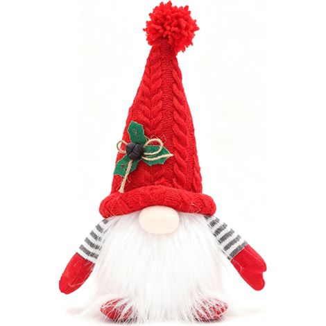 Adornos navideños de peluche luminosos, gnomo, gorro rojo de punto, Papá Noel sin rostro con luz cálida. (1/4)