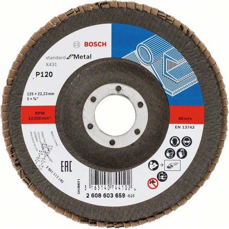 Bosch Fächerschleifscheibe X431, Standard for Metal 125 mm, 22,23 mm, 120 (1/5)