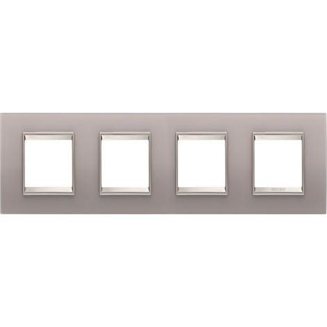 PLAQUE LUX 2+2+2+2P H VERRE GRIS PERLÉ GEWISS GW16228GP